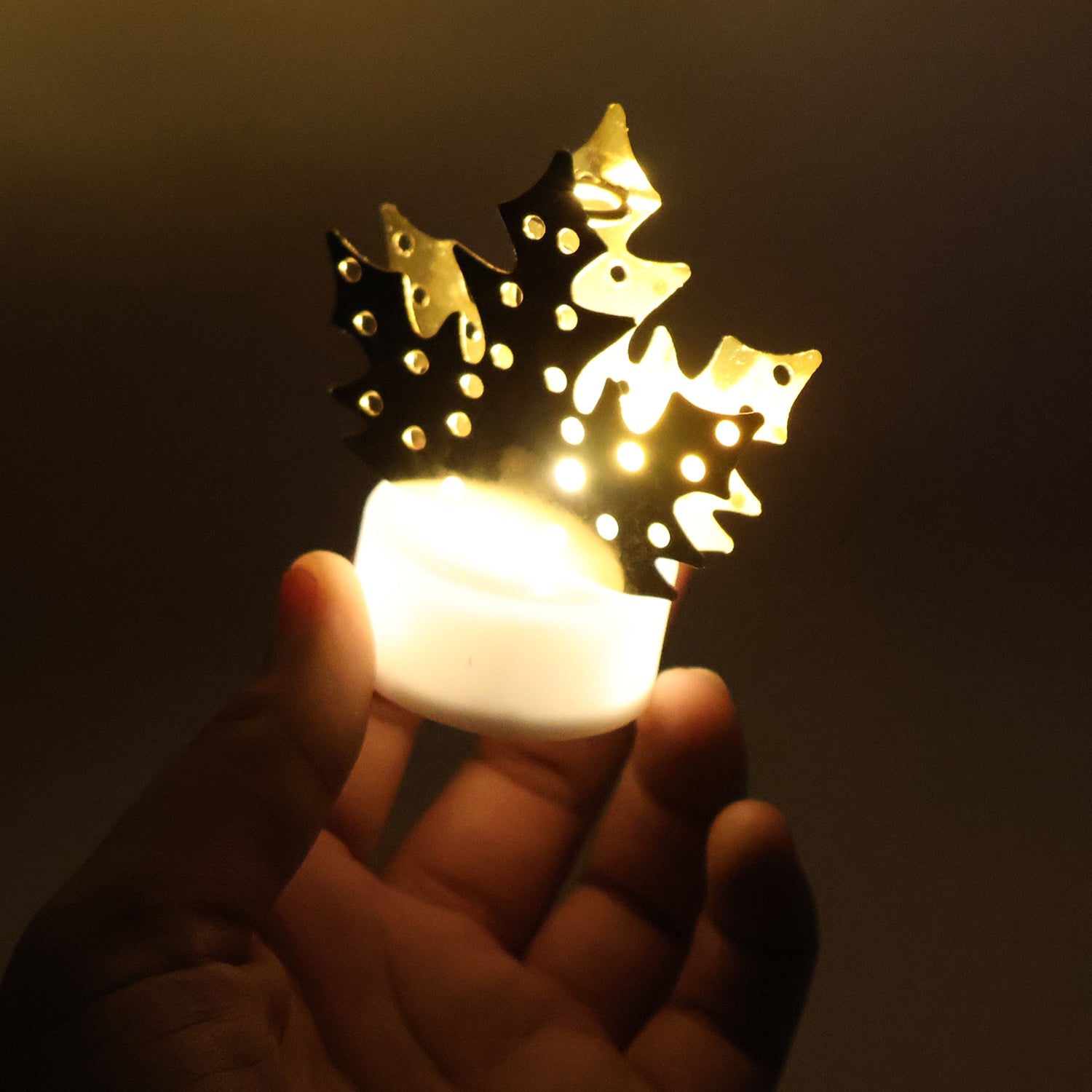 LED Diya in Gold Leaf Design LED Diya in Gold Leaf Design
